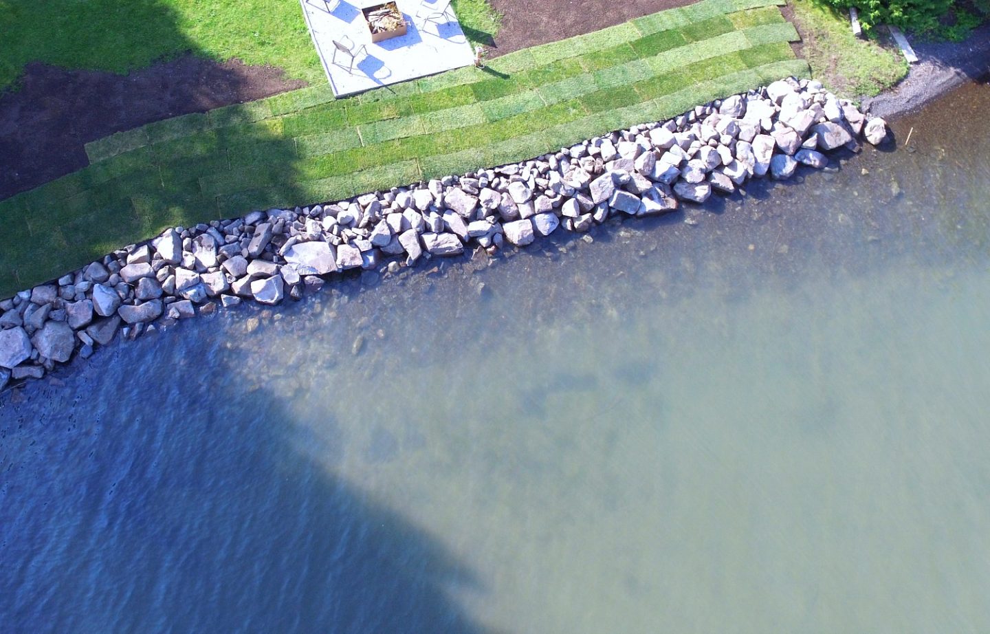 Stone Shore Erosion Structure Aerial View