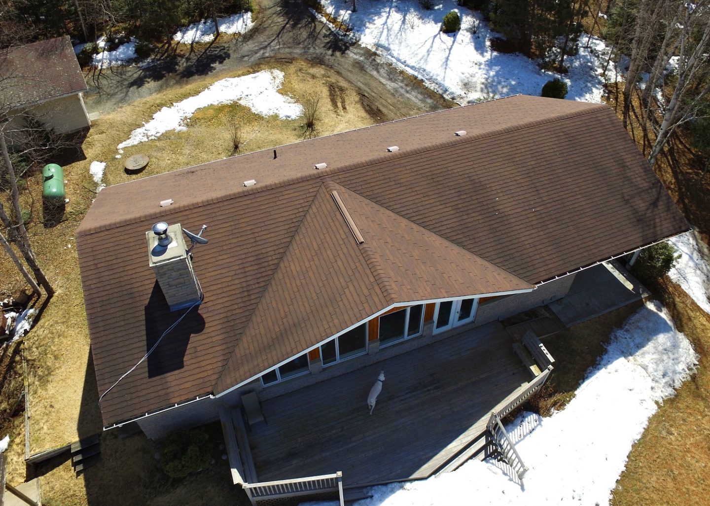 Olympic Black Deck Stain in Mystic Black and Veranda Copper Solar Deck Caps | Staining the Deck Black with Dans le Lakehouse