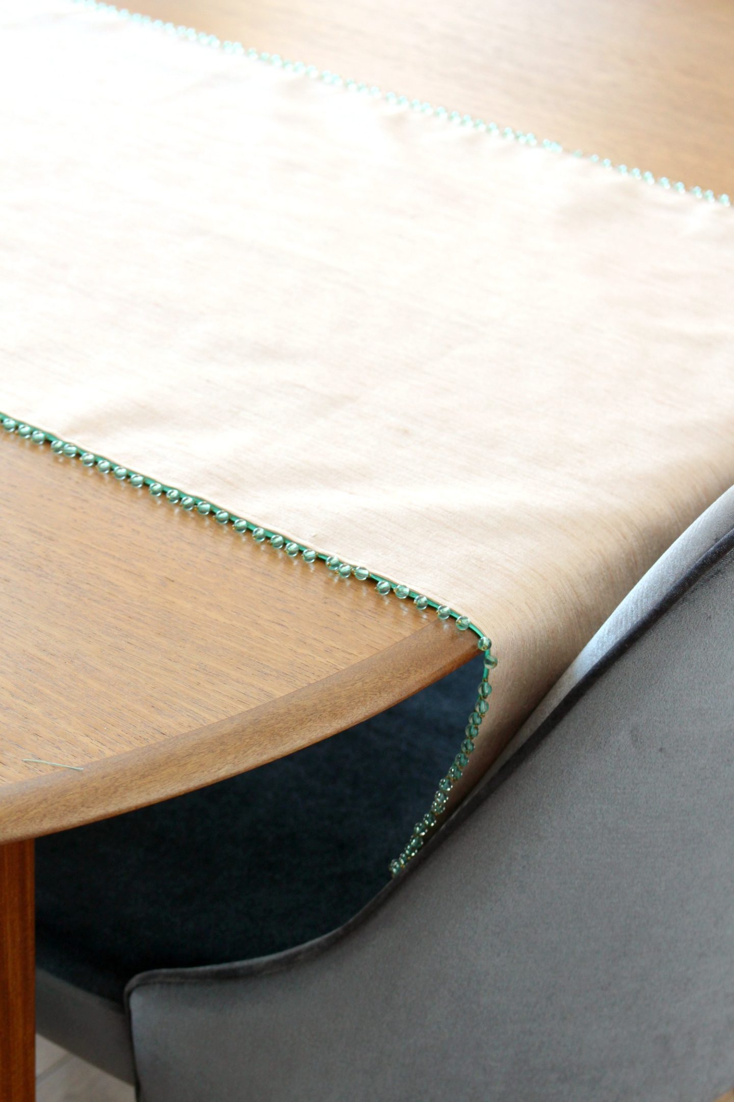 DIY Table Runner with Beaded Trim