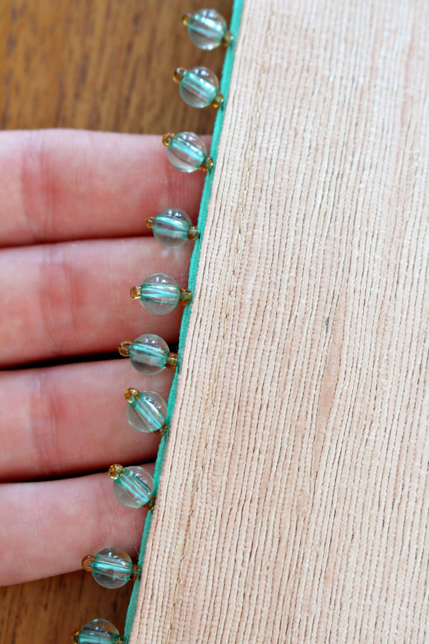 DIY Table Runner with Beaded Trim