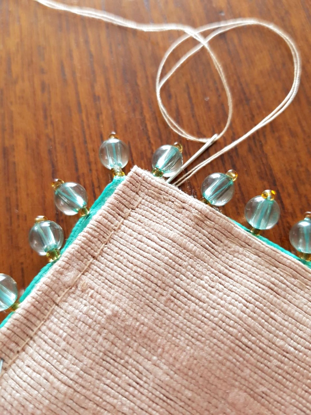 DIY Table Runner with Beaded Trim