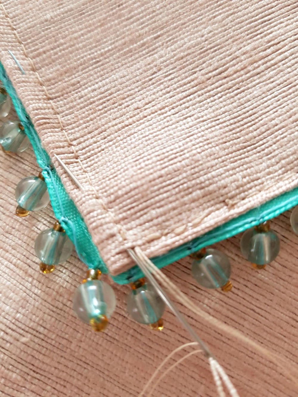 DIY Table Runner with Beaded Trim