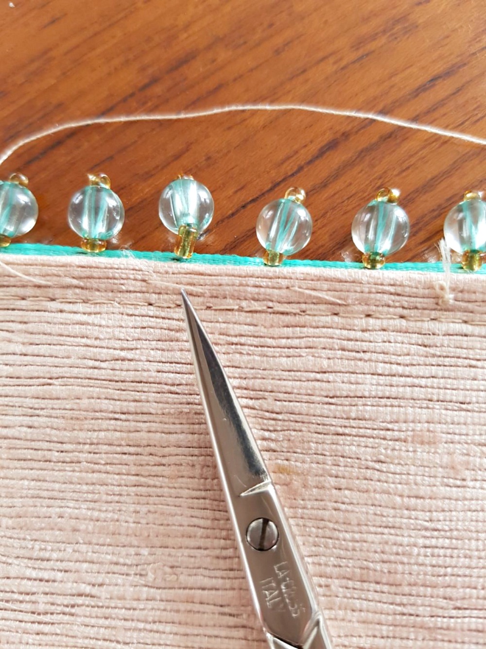DIY Table Runner with Beaded Trim