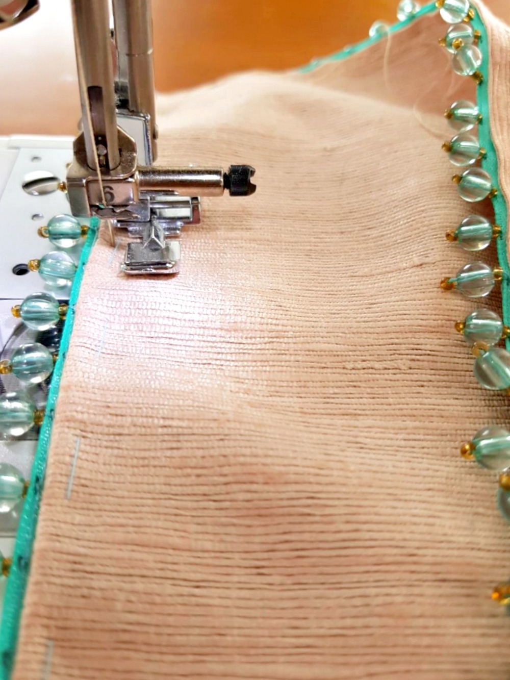 DIY Table Runner with Beaded Trim