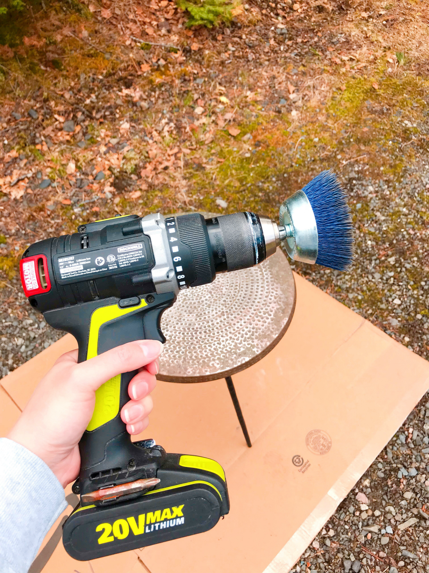 Nylon Cup Brush on Drill to Remove Old Paint and Grime