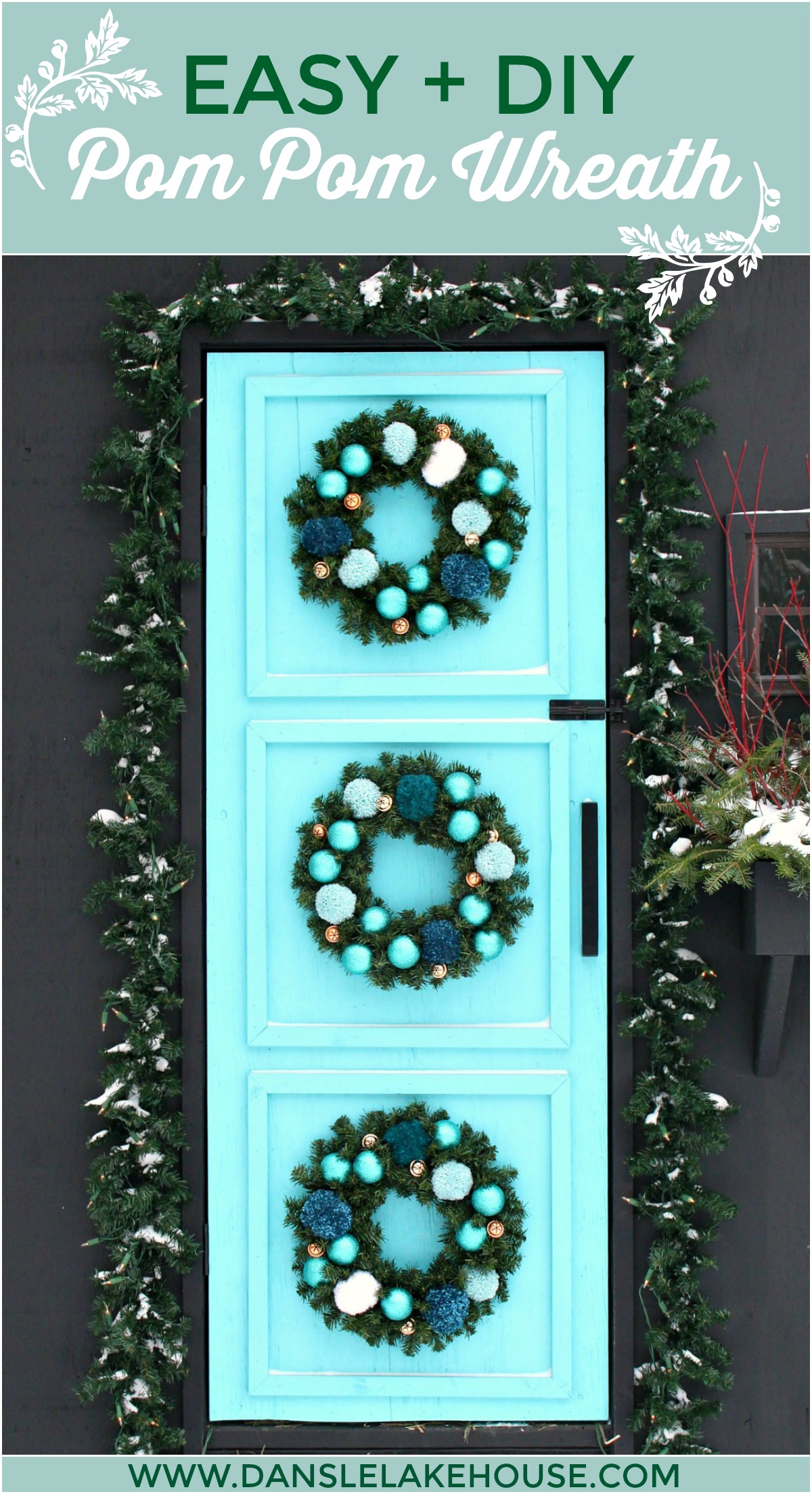 Easy DIY Pom Pom Wreath + My Holiday Chicken Coop Decor