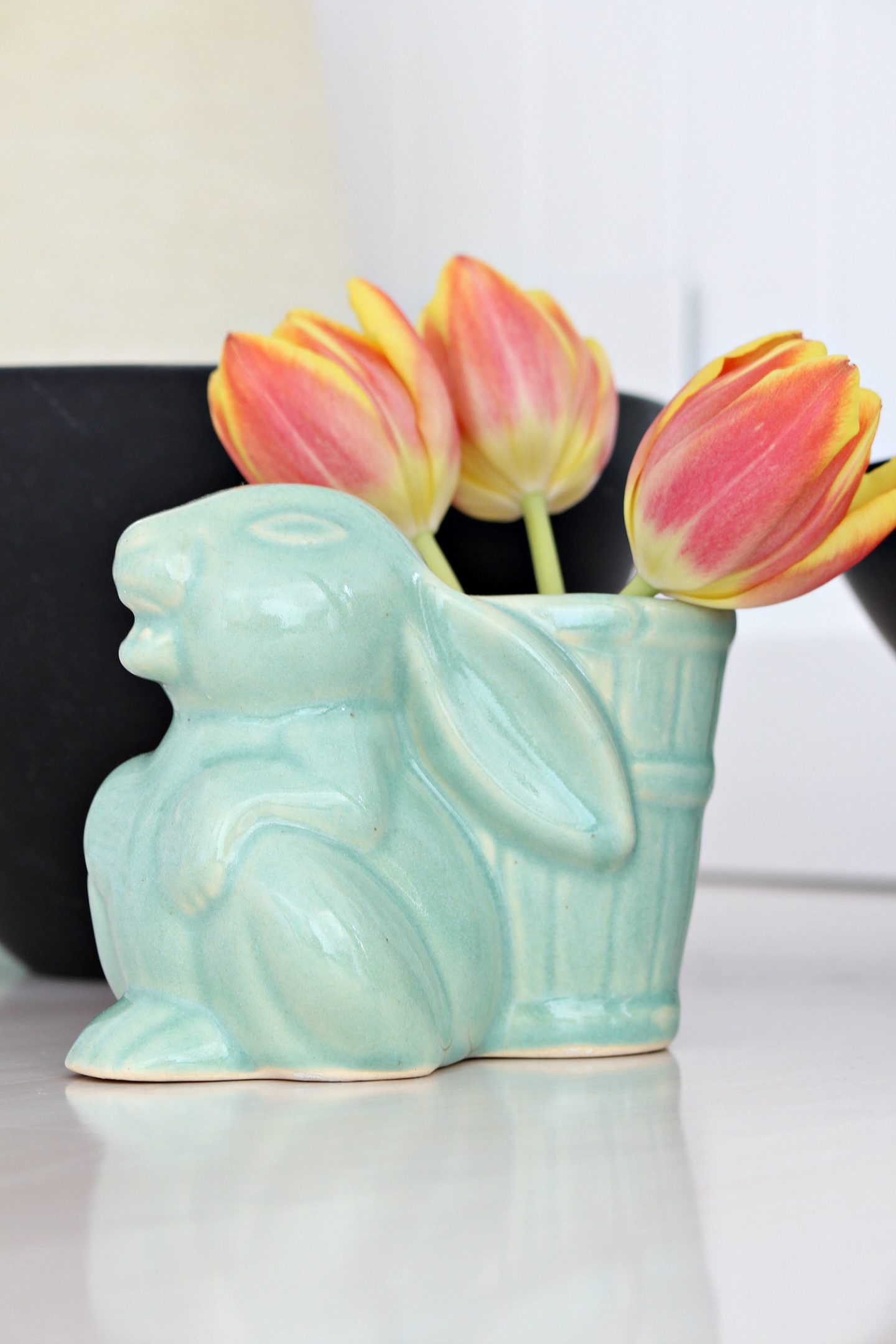 Turquoise Vintage Bunny Planter