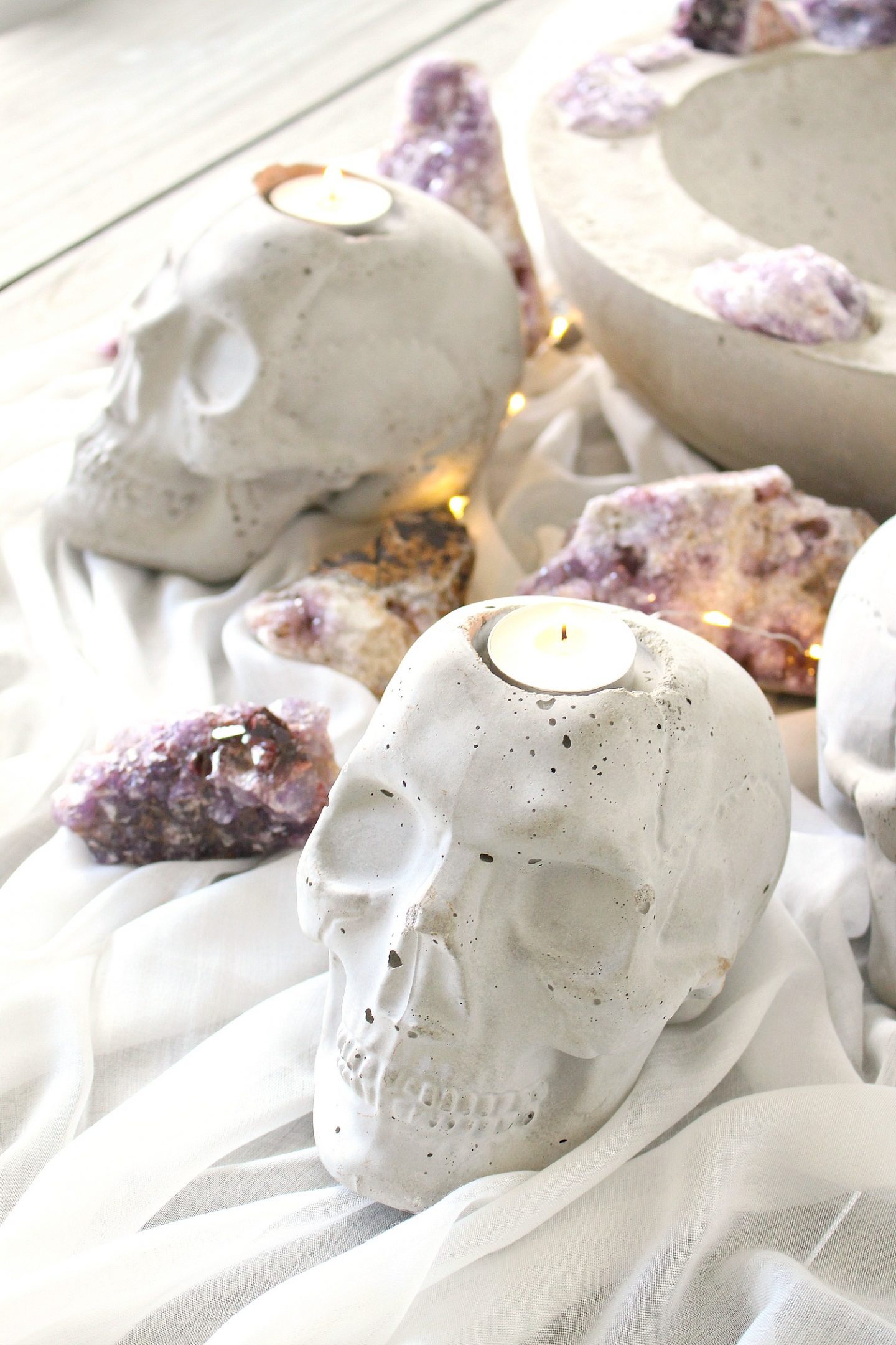 DIY Concrete Skull Candle Holder
