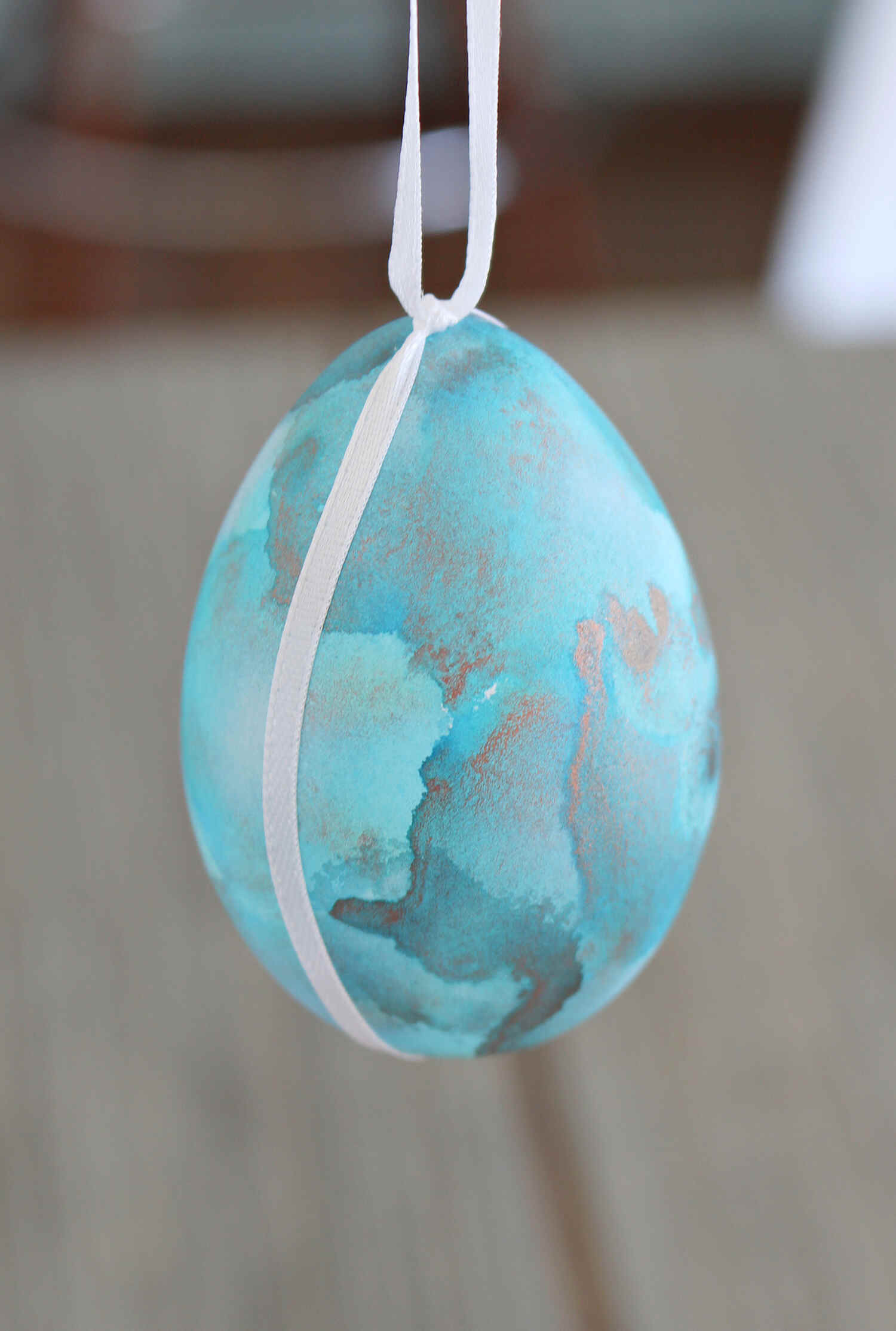 Turquoise and copper Easter egg diy