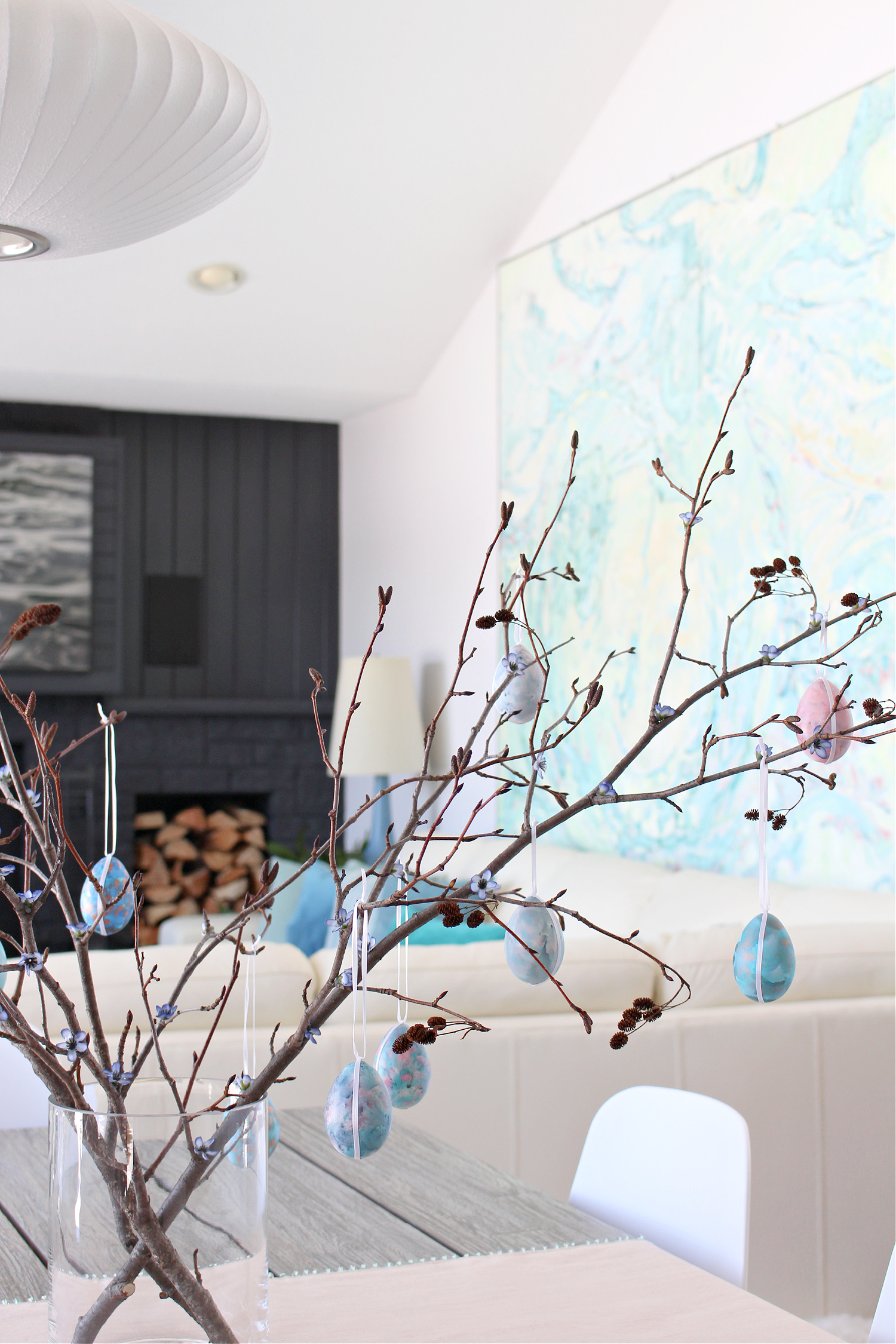 Easter egg tree using branches