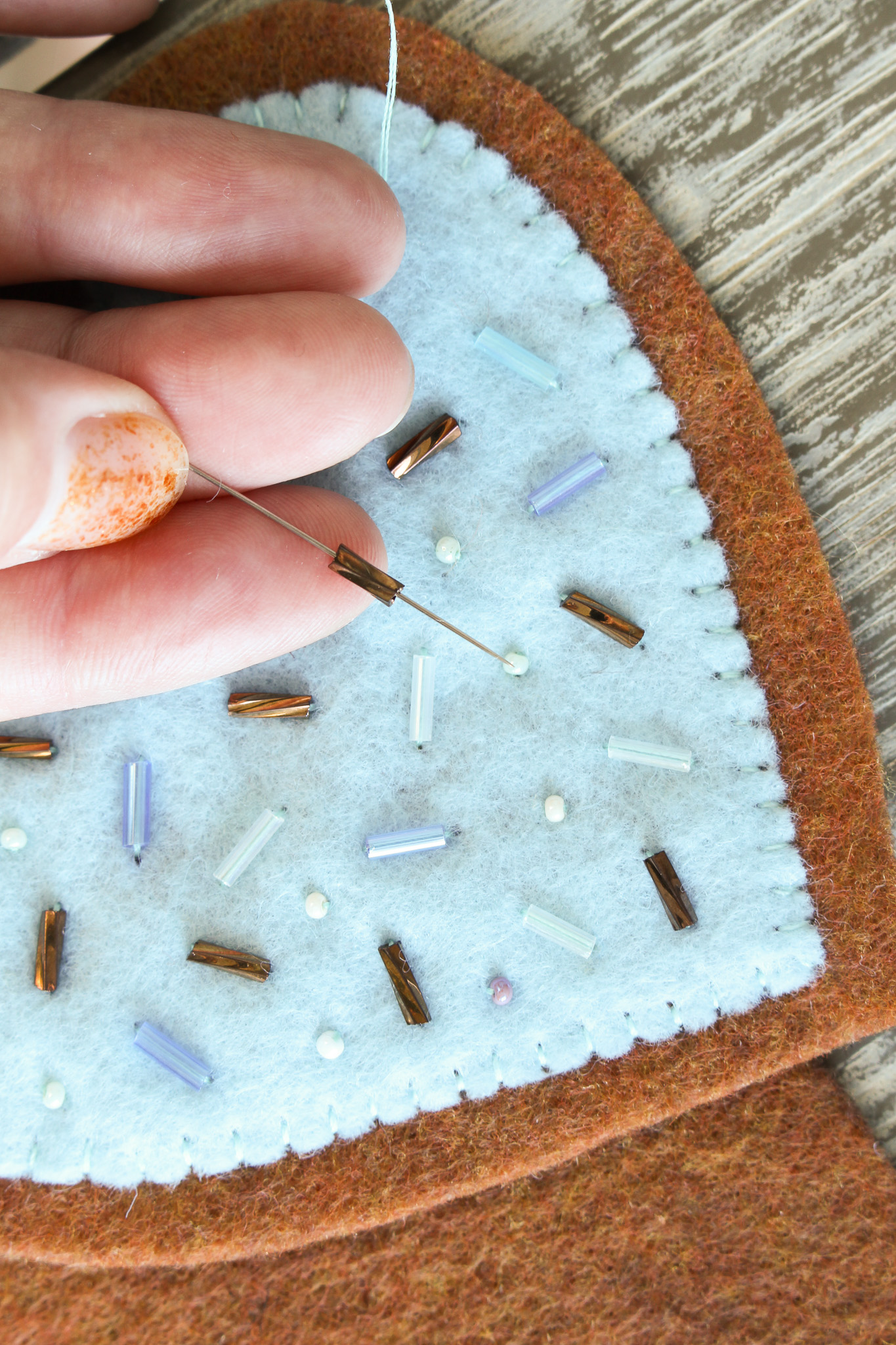 DIY beaded felt ornaments