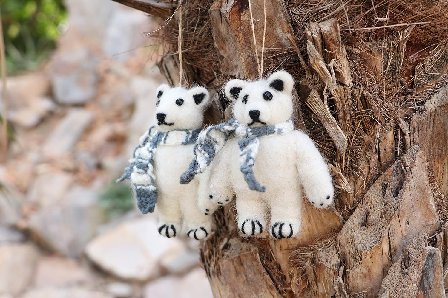 Felted Wool Polar Bear Ornaments