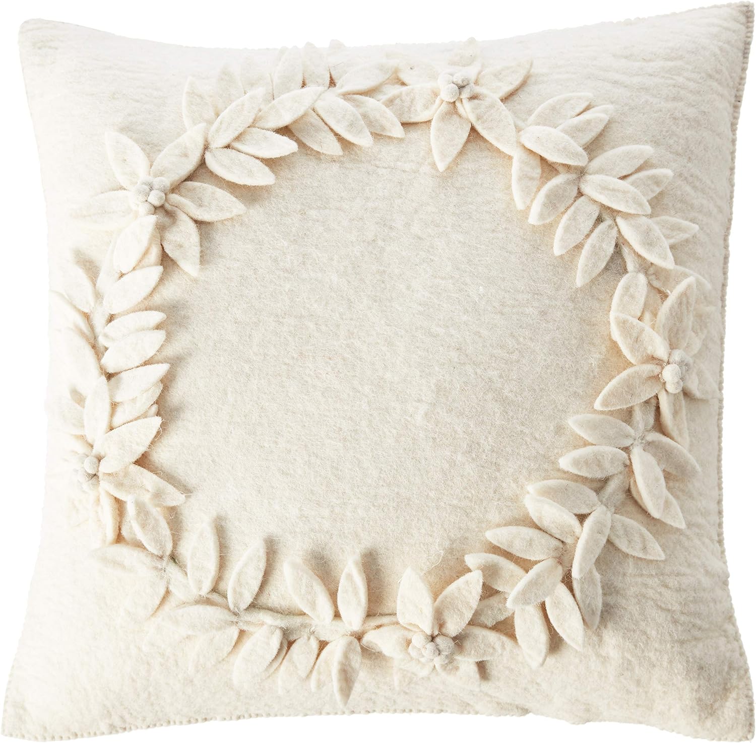 Monochromatic Cream Hand Felted Wool Pillow