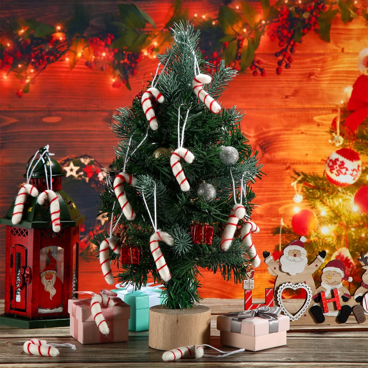 Felted Wool Candy Cane Ornaments