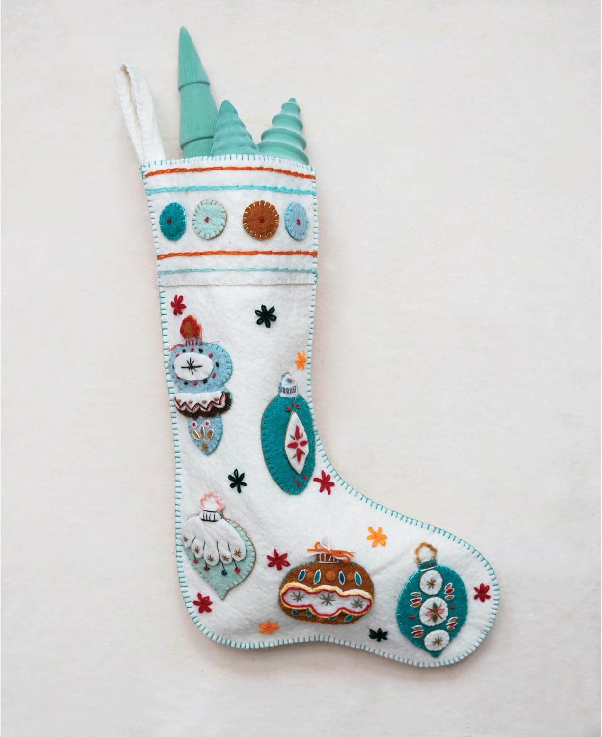 100% Wool Felt Stocking with Mid-Century Vibes