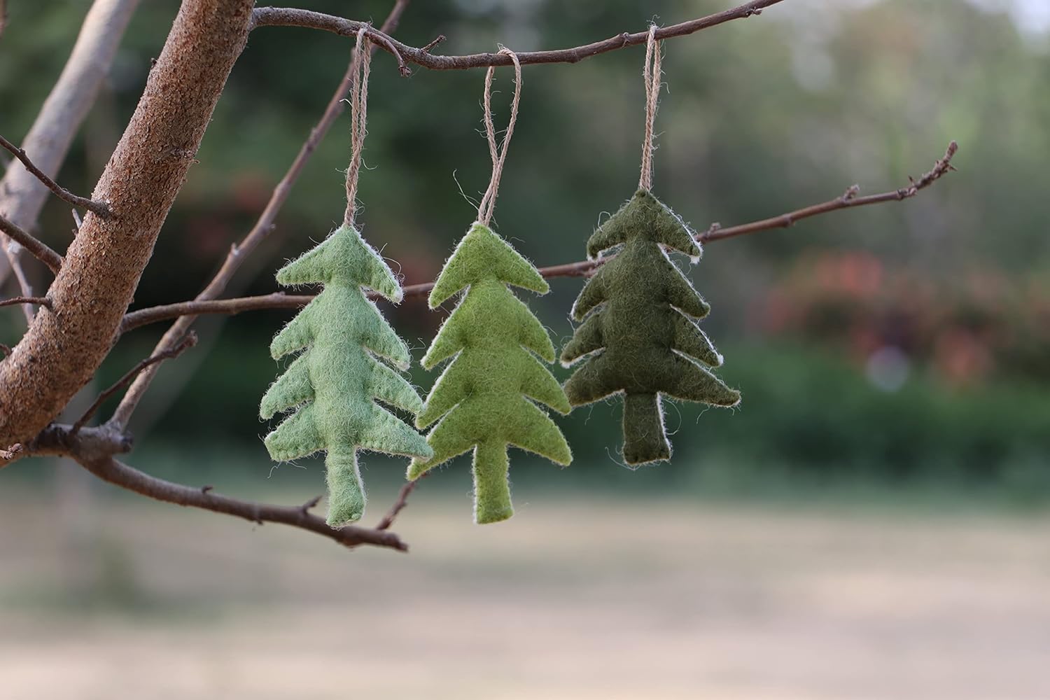 Simple Felted Tree Shaped Ornaments