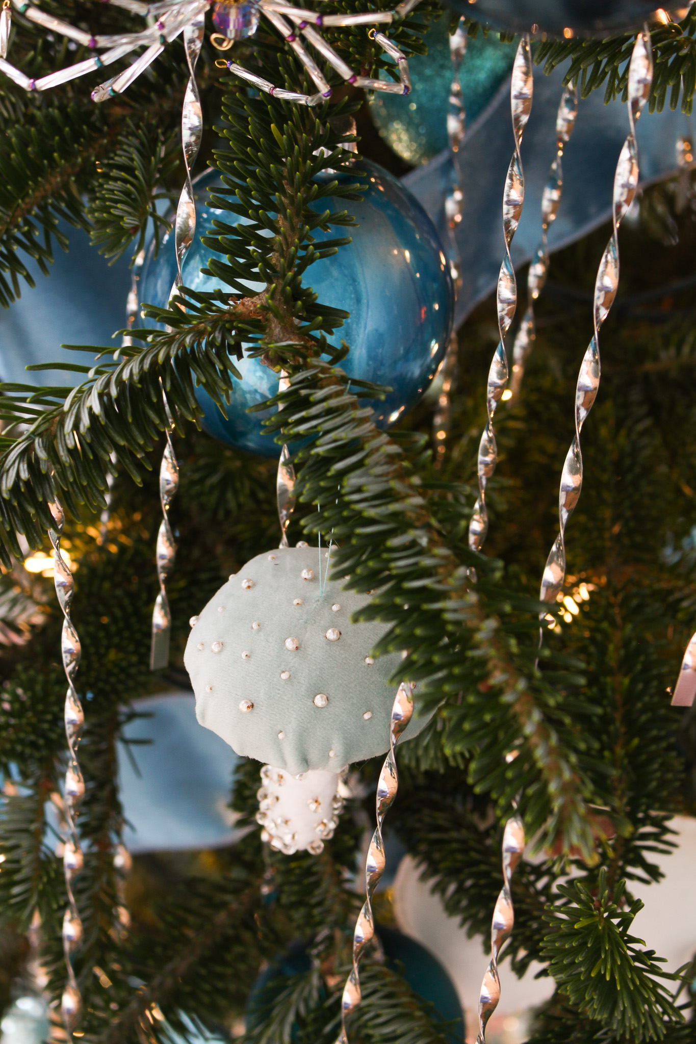 DIY velvet mushroom ornament