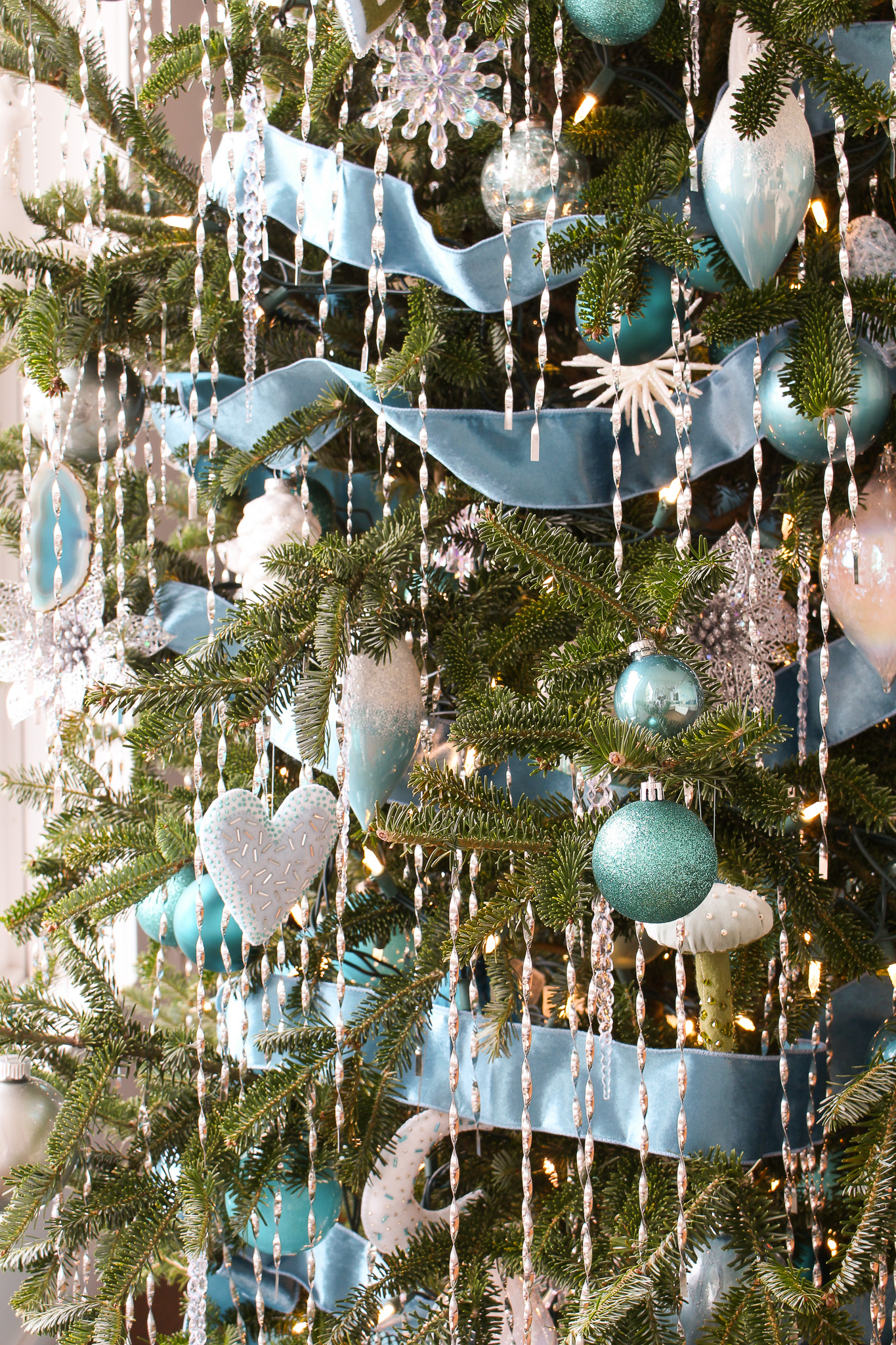 Aqua Blue Velvet Tree Ribbon