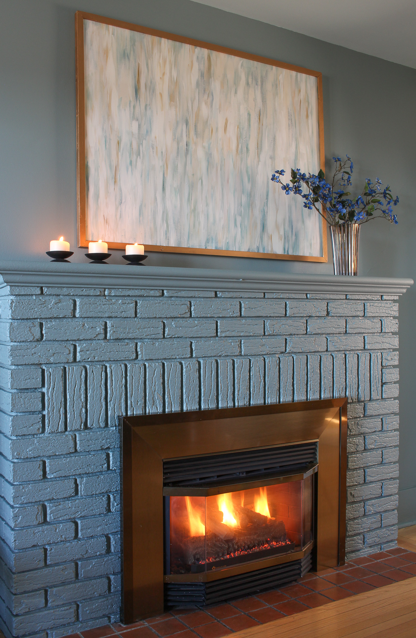 Painted Brick Fireplace Coastal Grandmother