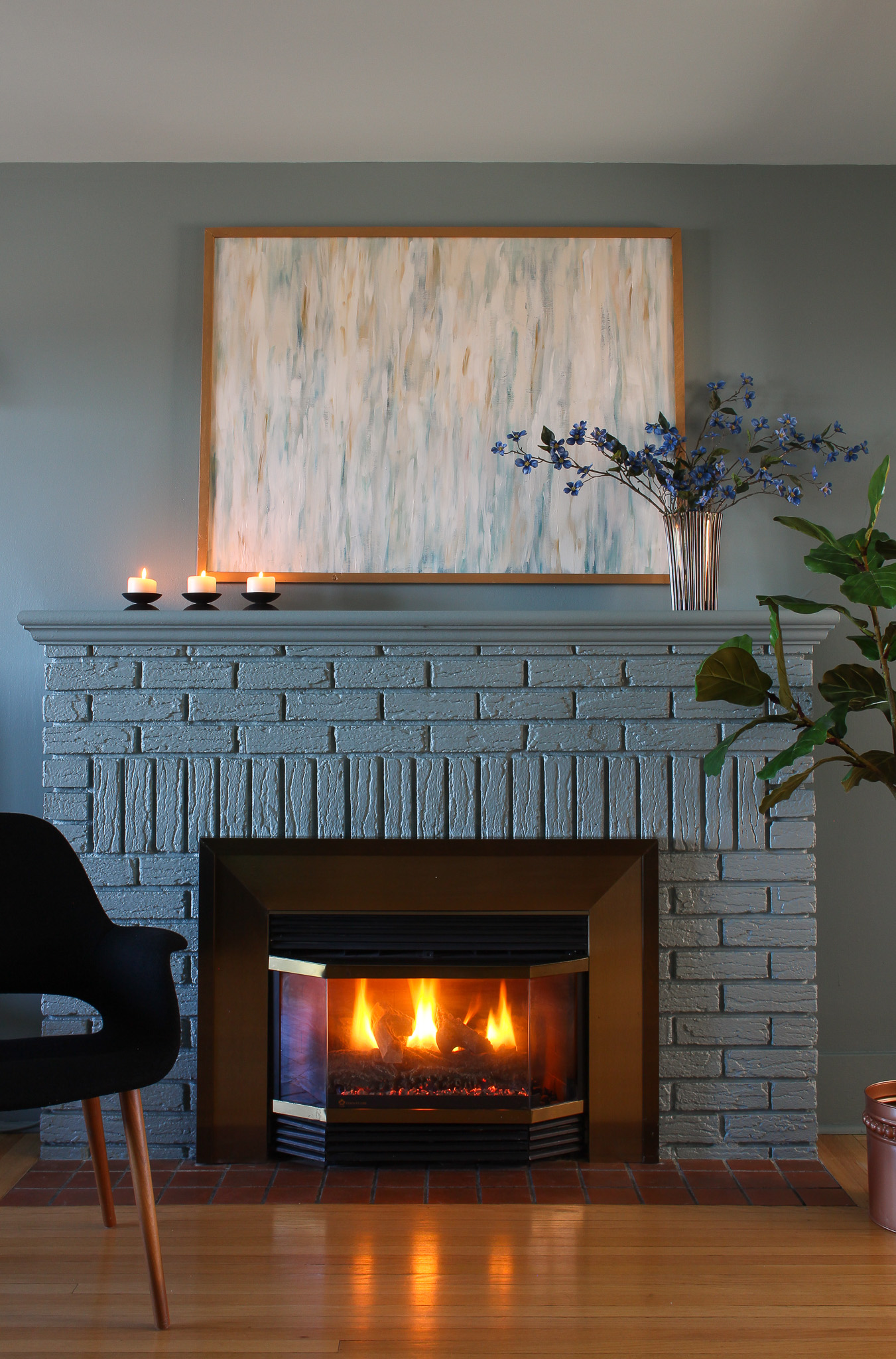 Light Blue Grey Painted Fireplace Inspiration