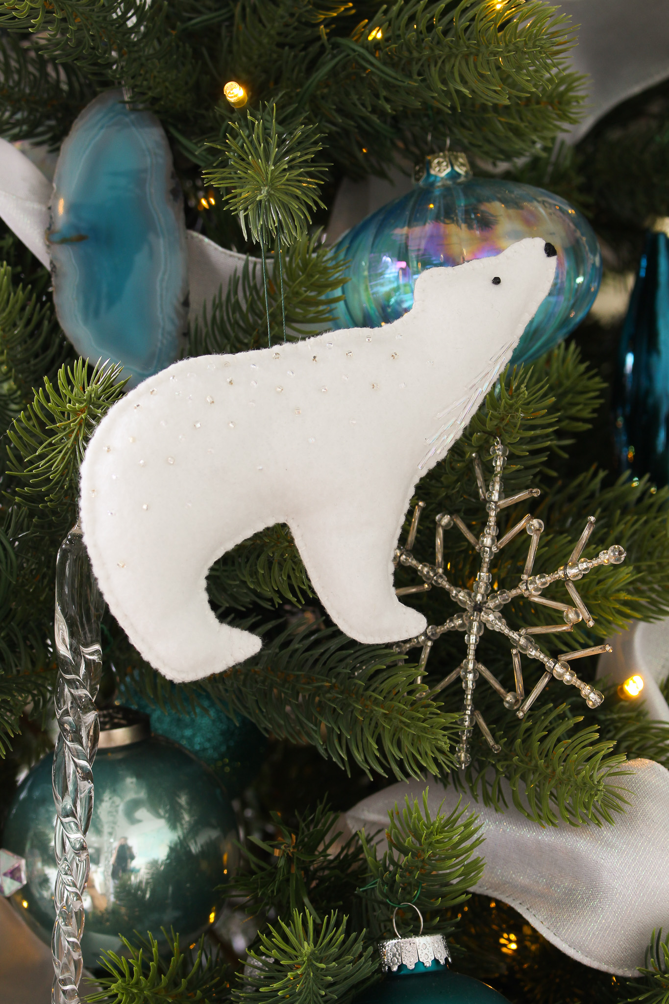 DIY Felt Polar Bear Ornament with Printable Pattern