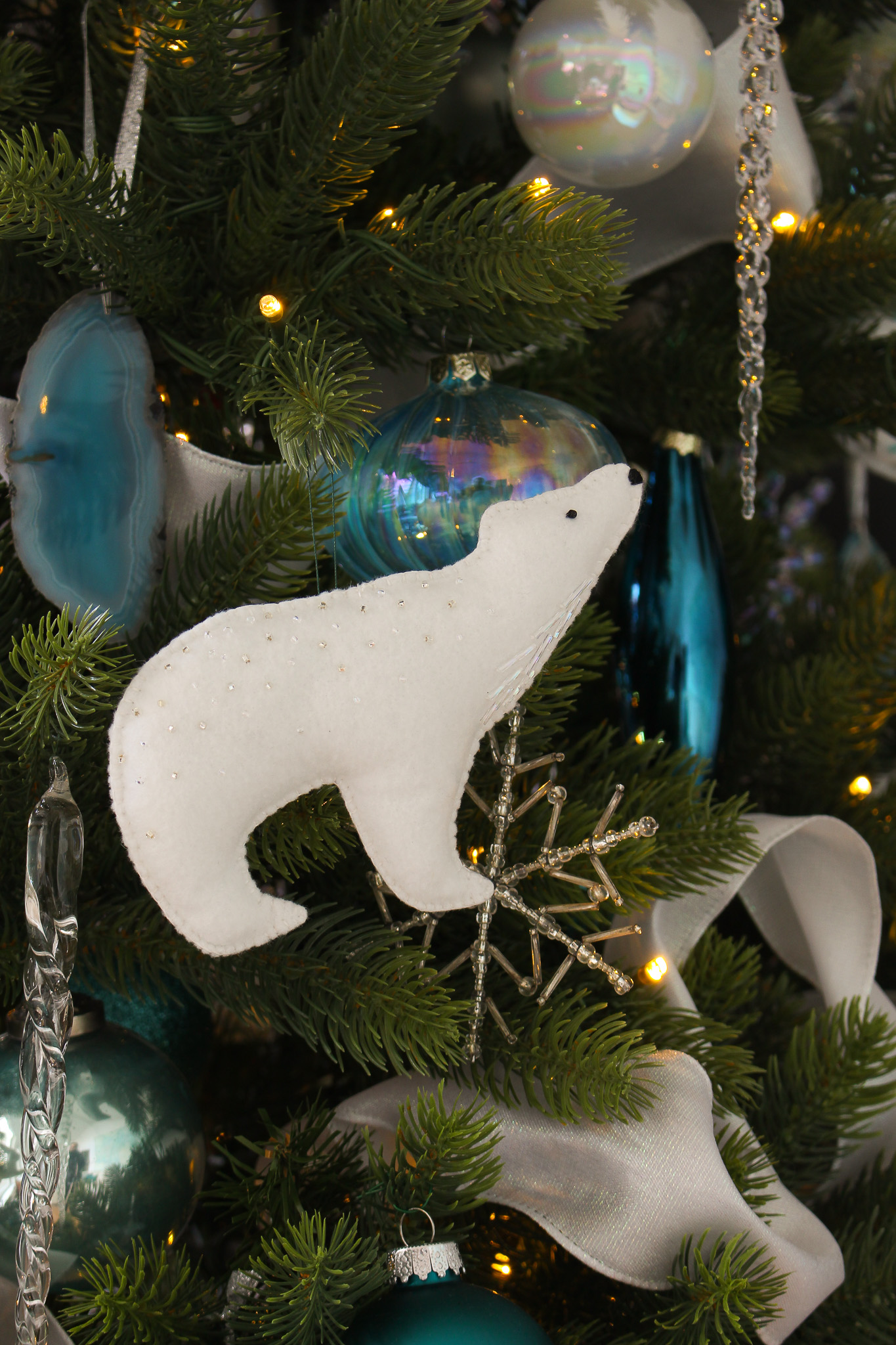 DIY Felt Polar Bear Ornament (with Pattern)