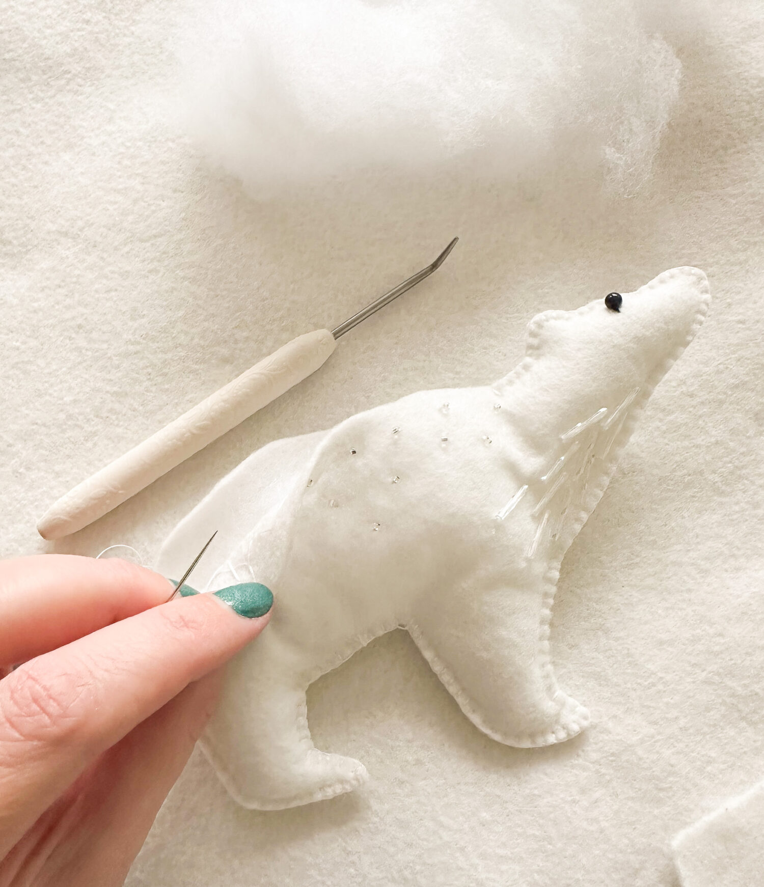 Sewing & Stuffing a Felt Ornament Closed