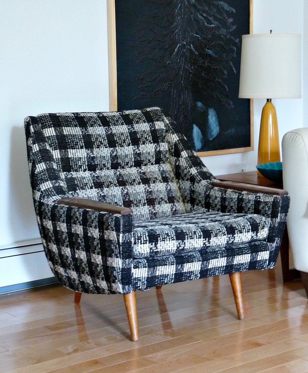 Custom upholstery for mid-century chair BEFORE