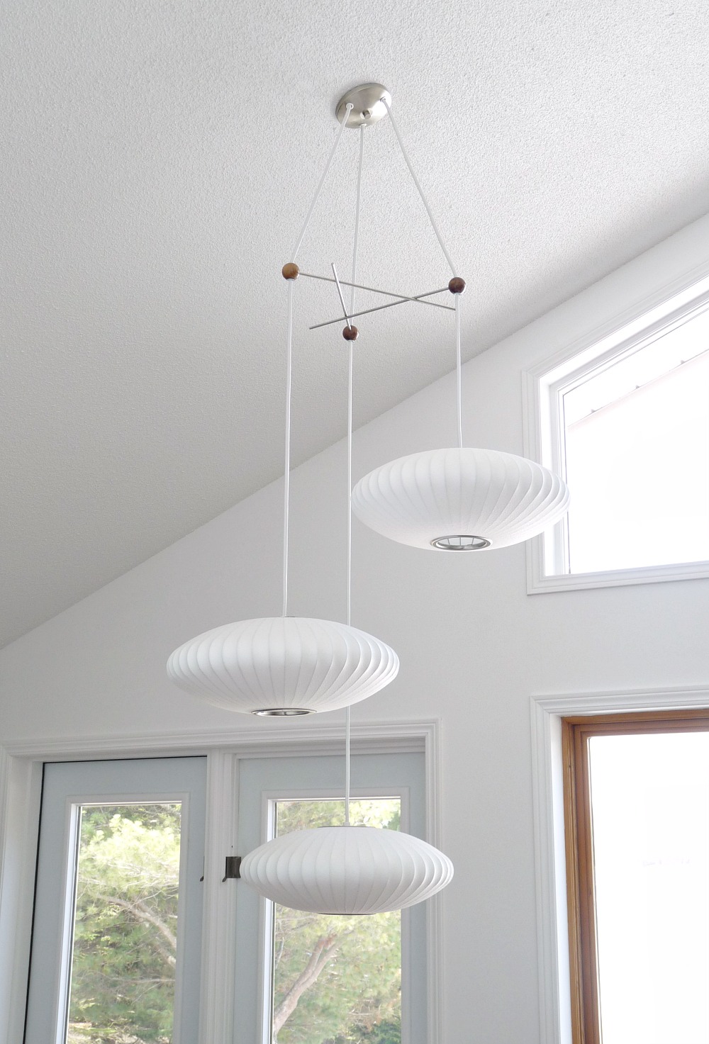 Three Saucers in the Dining Room | George Nelson Triple Bubble Light Fixture