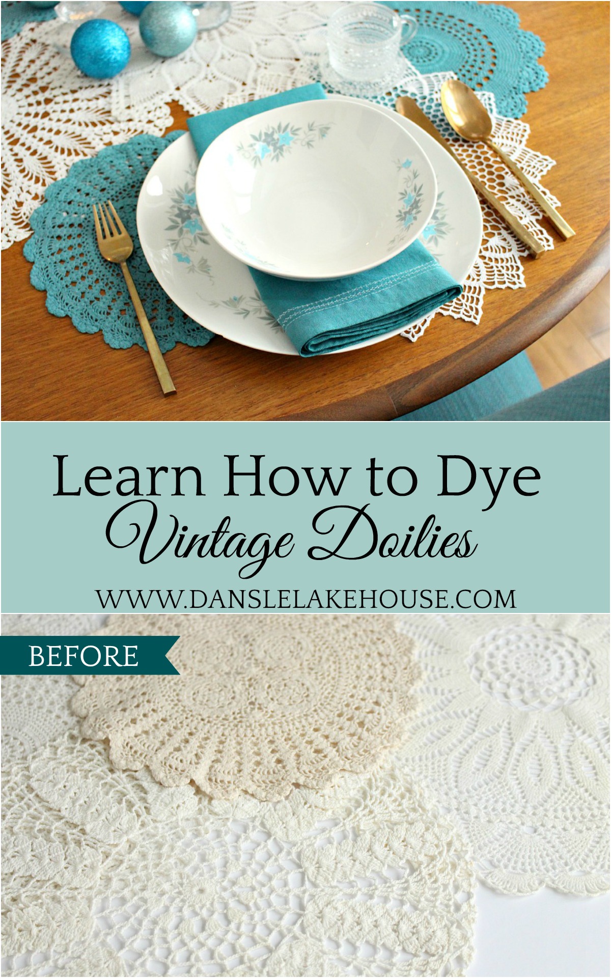 Wintry Tablescape + DIY Doily Table Runner
