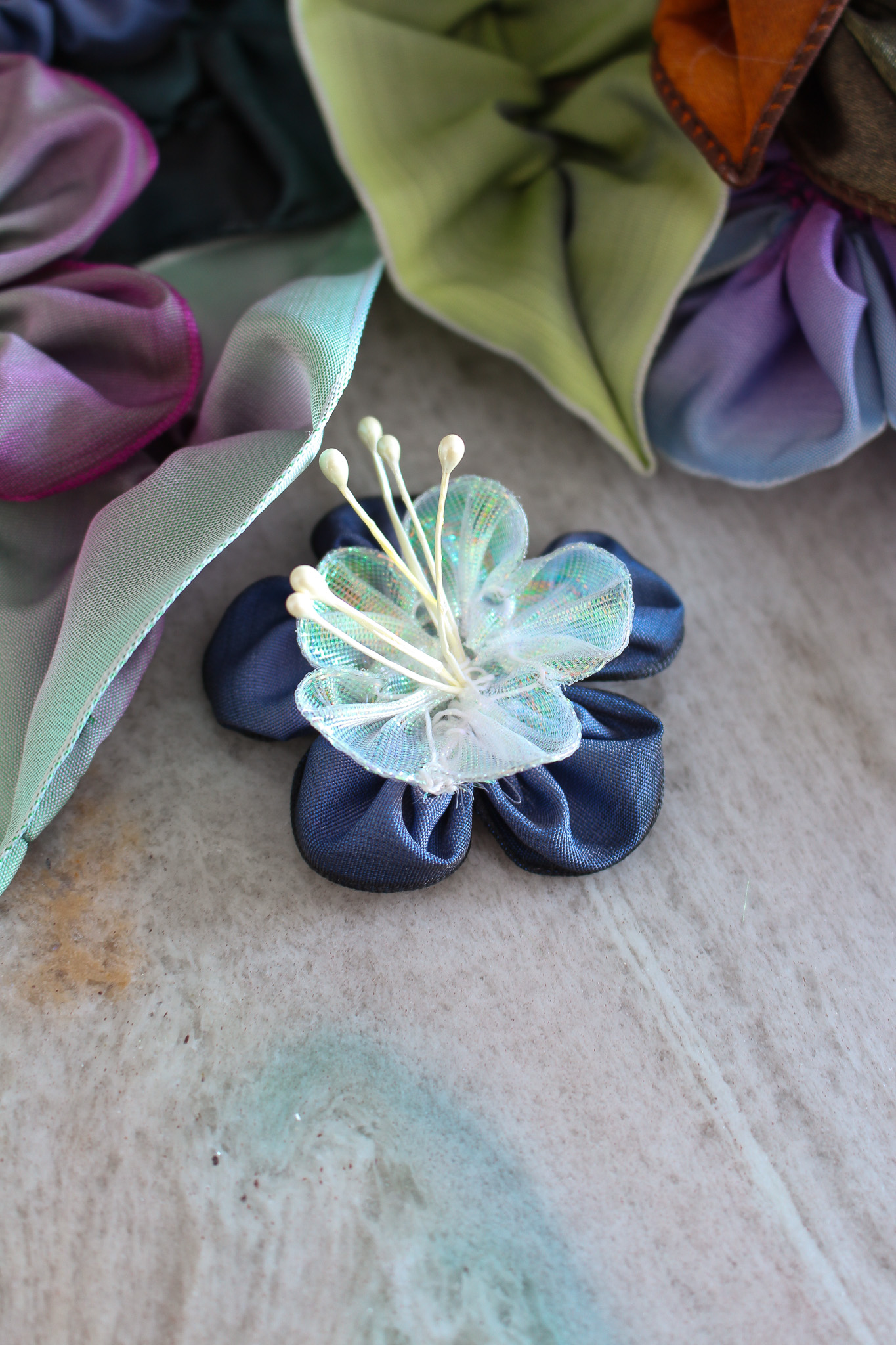 Ribbon Flower with Faux Stamens