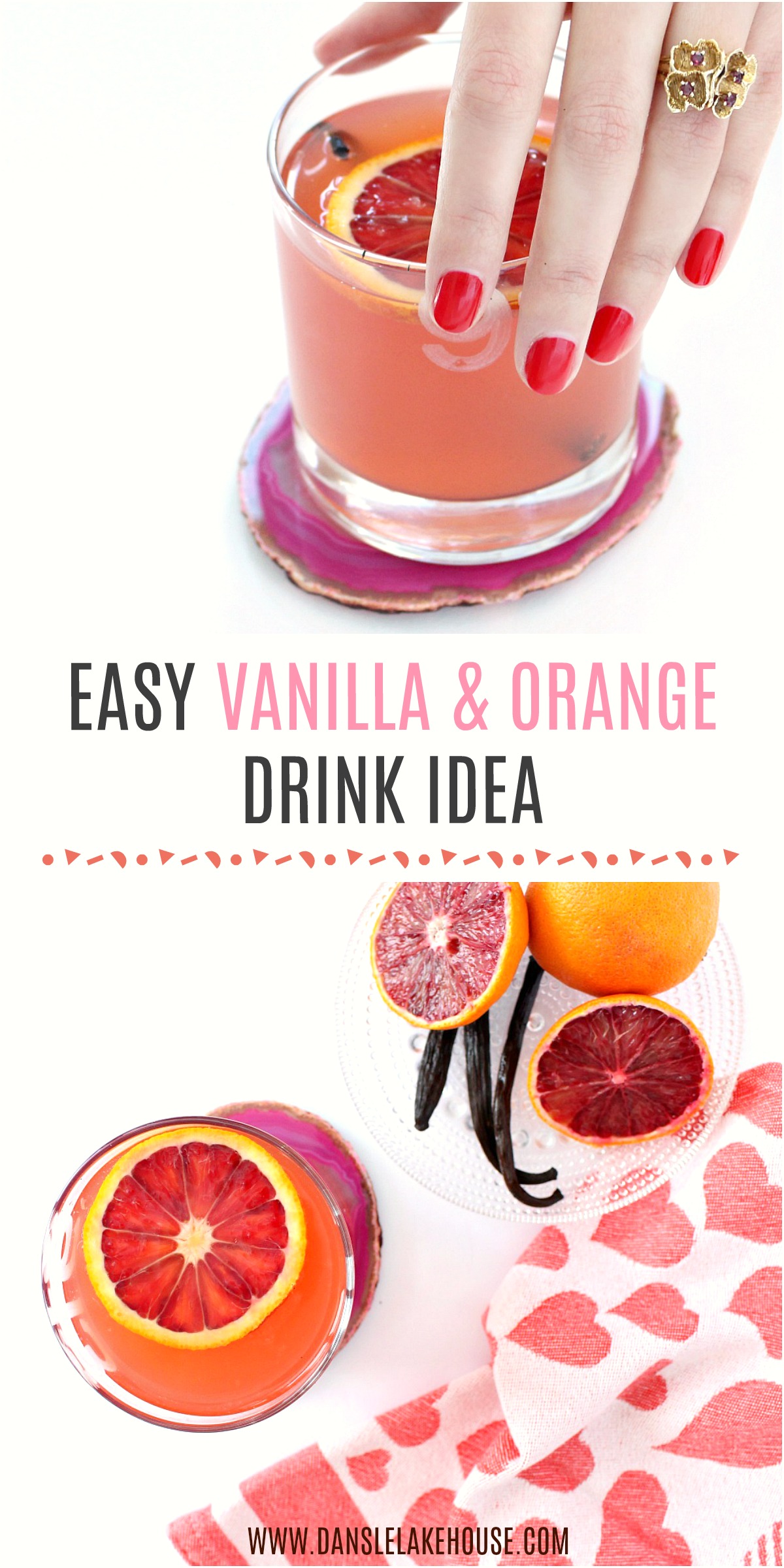 EASY Blood Orange and Vanilla Drink. Learn how to make your own DIY vanilla infused vodka and then mix up this easy vanilla and blood orange drink idea! #vodka #drinkrecipes #drinks #bloodorange #infusedvodka