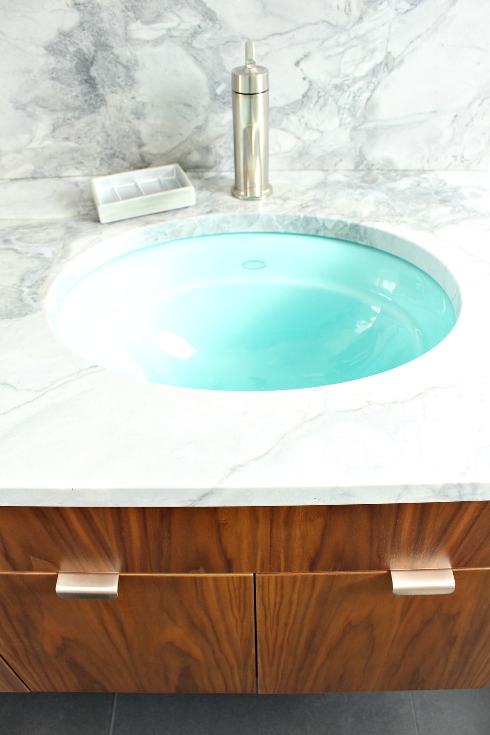 Bathroom Reno Update: Mid-Century Modern Inspired, Contemporary Edge Pulls