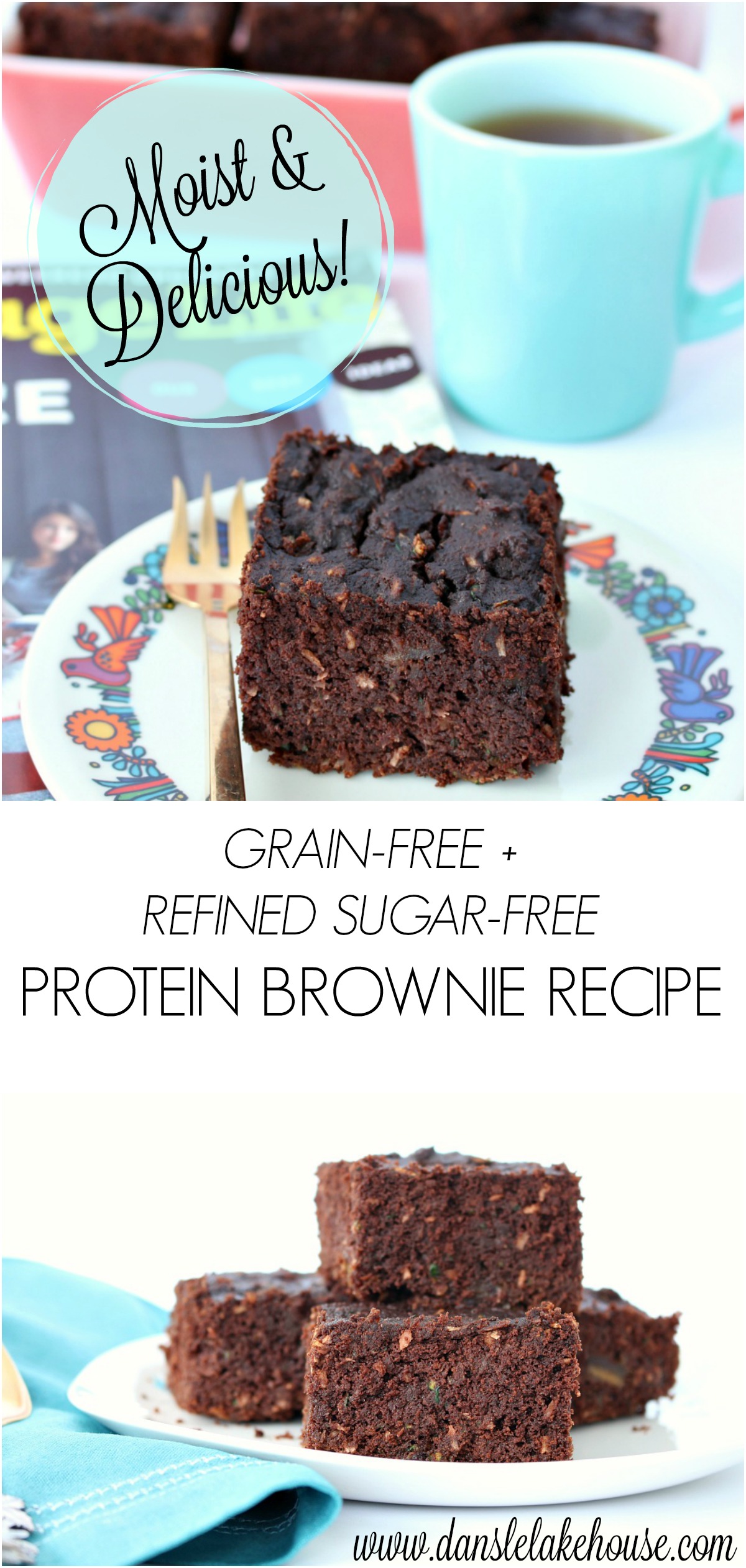 Moist and Delicious Grain-Free, Wheat-Free, Refined Sugar-Free Protein Brownie Recipe - a Healthier Zucchini Cake 