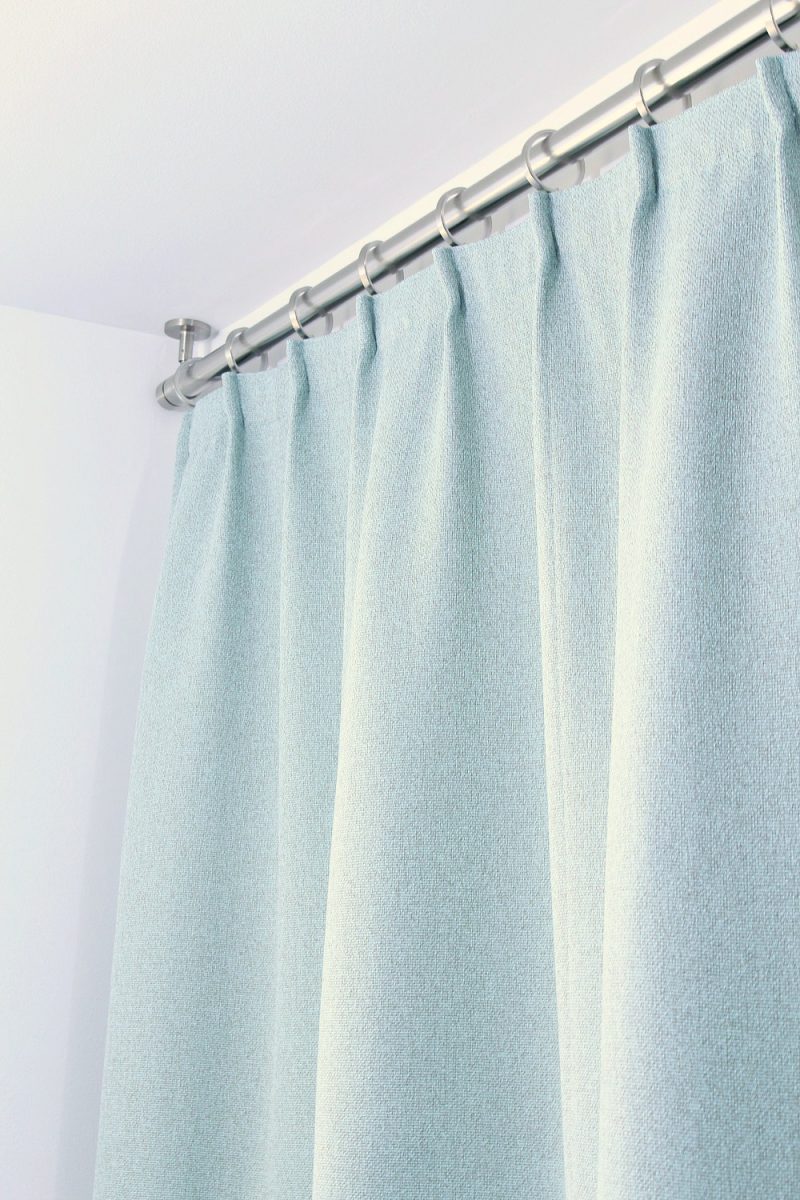 Ceiling Mounted Shower Curtain Rod with DIY Shower Curtain
