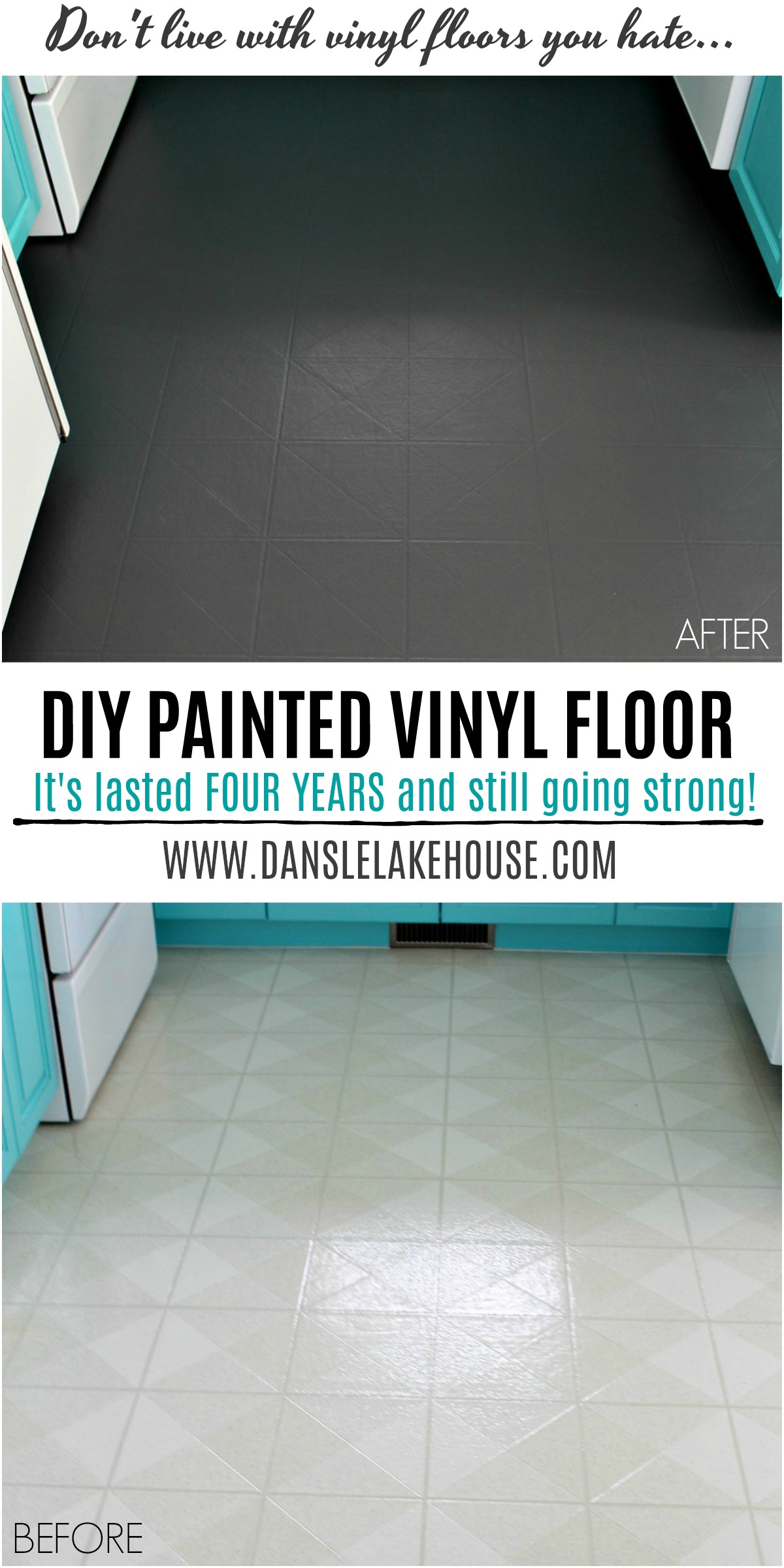 How Paint a Vinyl Floor | DIY Painted Floors | Dans le Lakehouse
