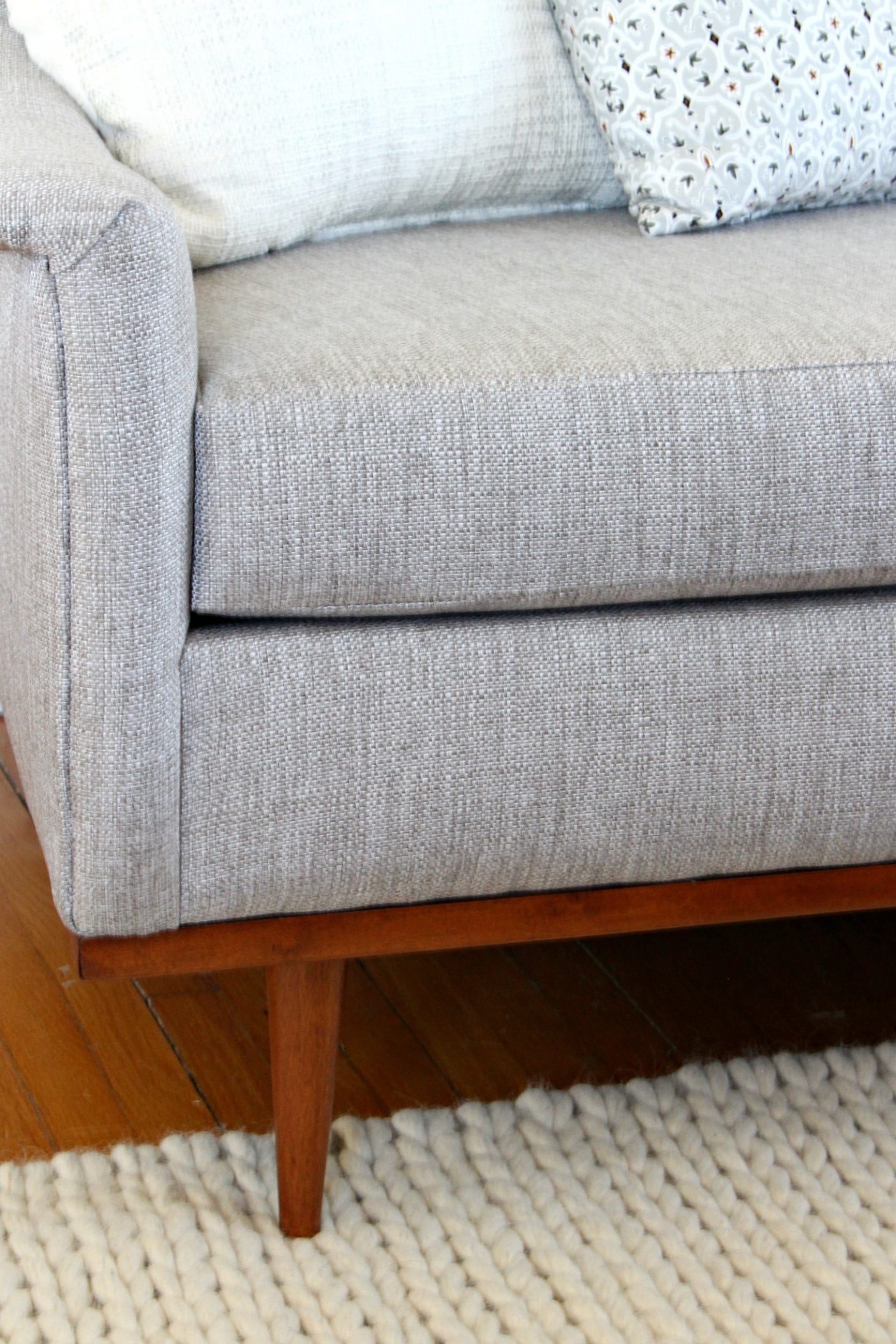 Mid-Century sofa custom upholstery job AFTER