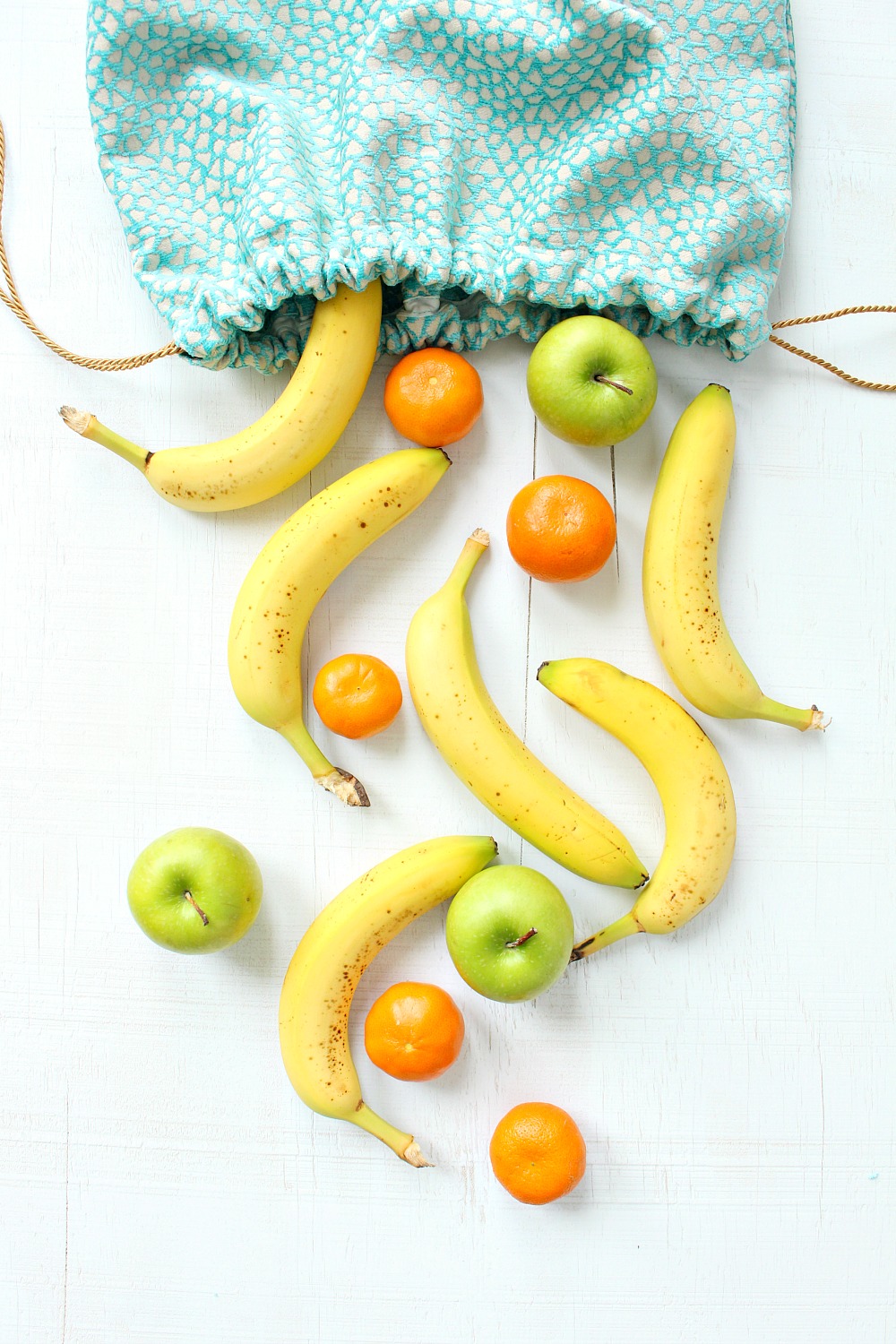 DIY Drawstring Lunch Bag | Turquoise Lunch Tote