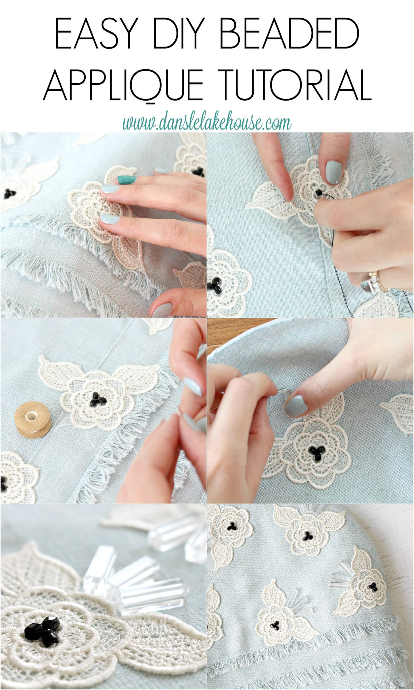 Easy DIY Beaded Applique Tutorial - How to Do Beading #beadwork #beading #beadedapplique #diyapplique