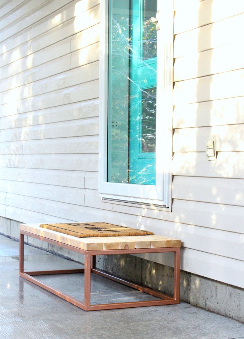Modern DIY Front Step: Wood 2×4 Step with Welded Base
