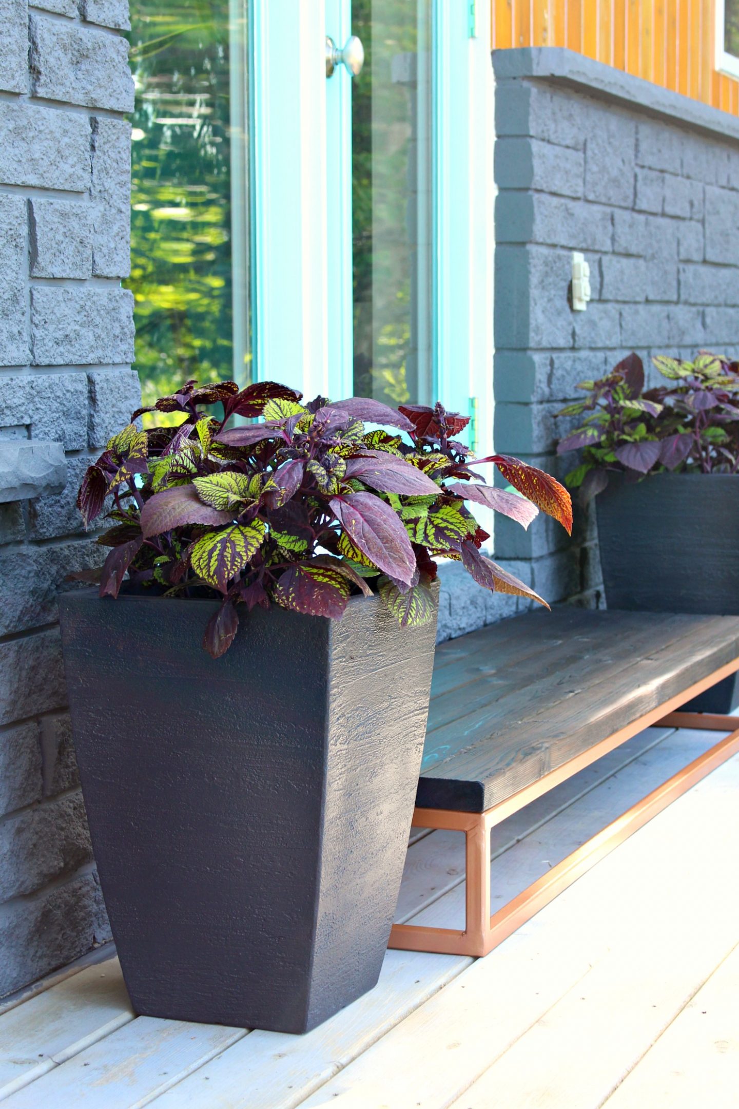 Modern Black Planters and a Patio Door Makeover
