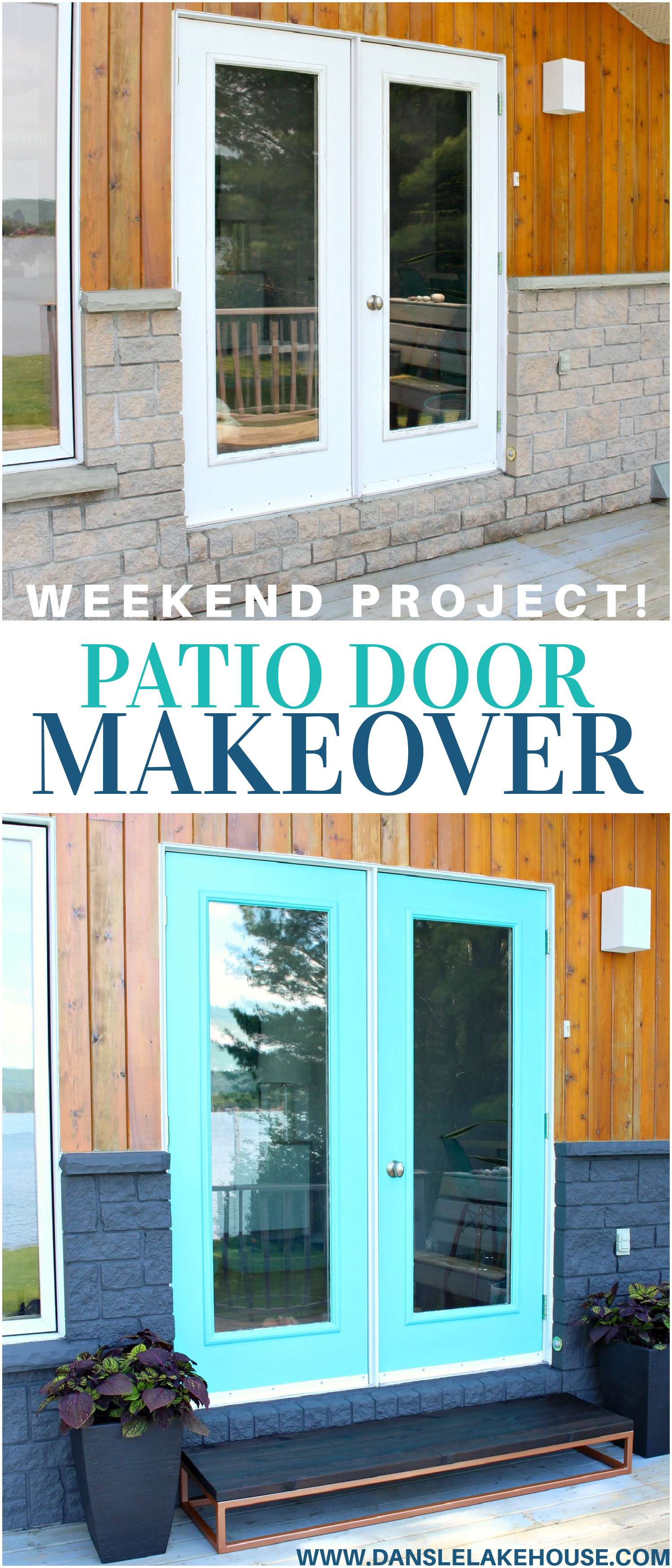 Turquoise Patio Door Makeover