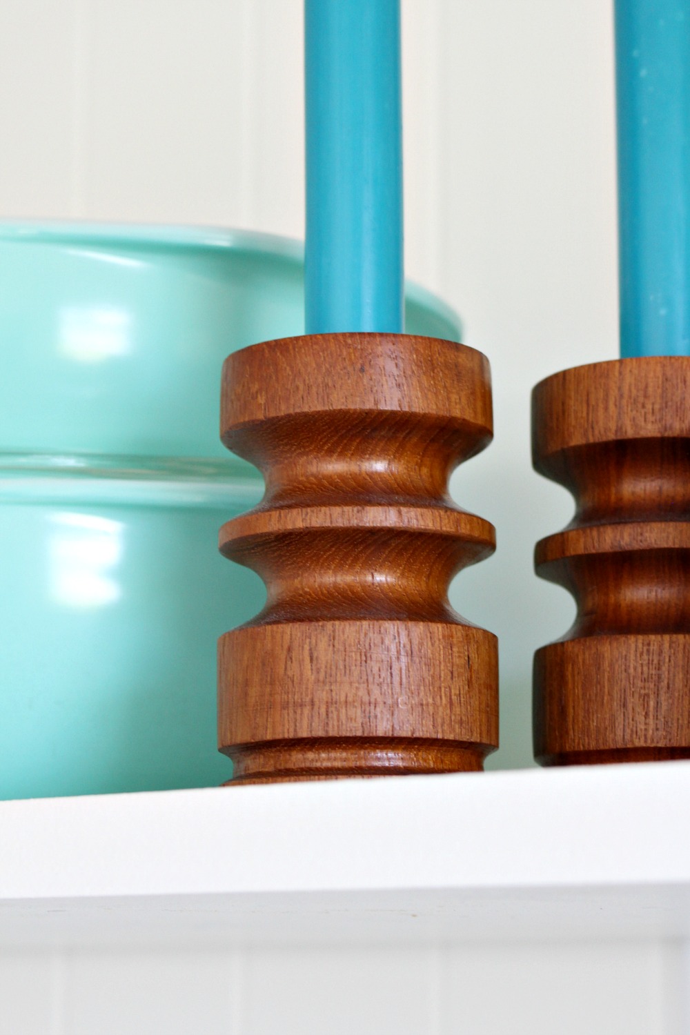 1960s Vintage Teak Candlestick Holders