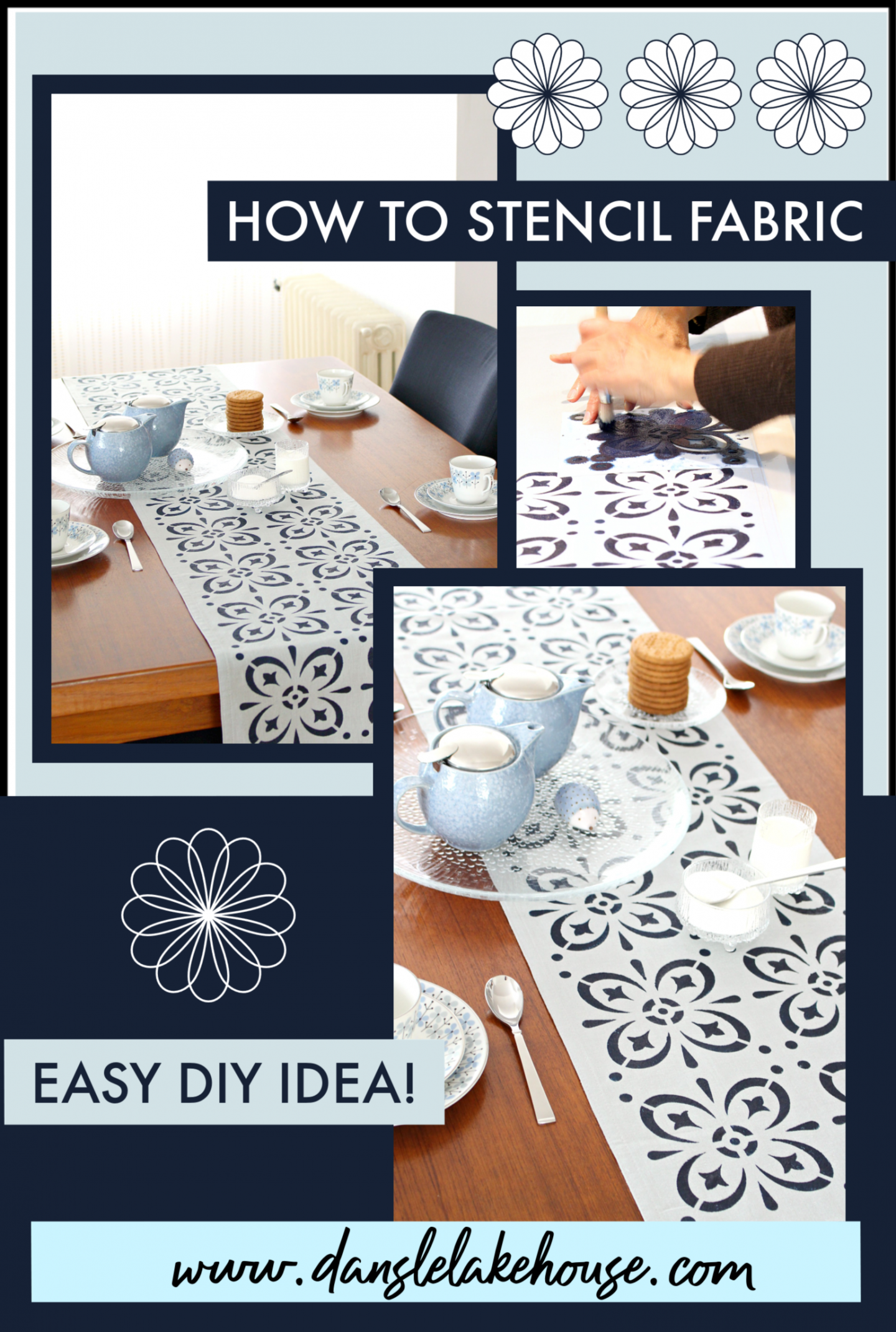 DIY Stenciled Fabric Table Linens | Dans le Lakehouse