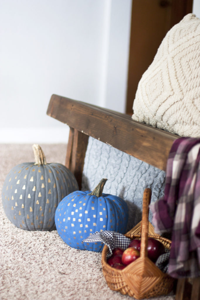 Gold Patterned Painted Pumpkins