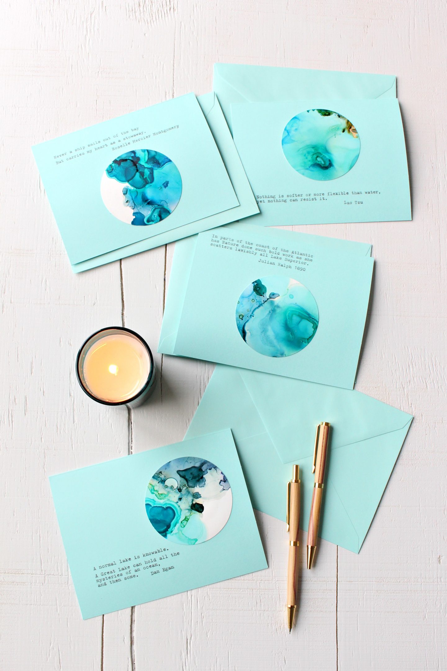 DIY Alcohol Ink Note Cards For the Holidays
