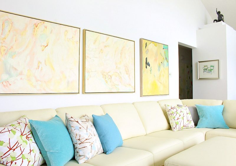 Living Room with Pastel Artwork
