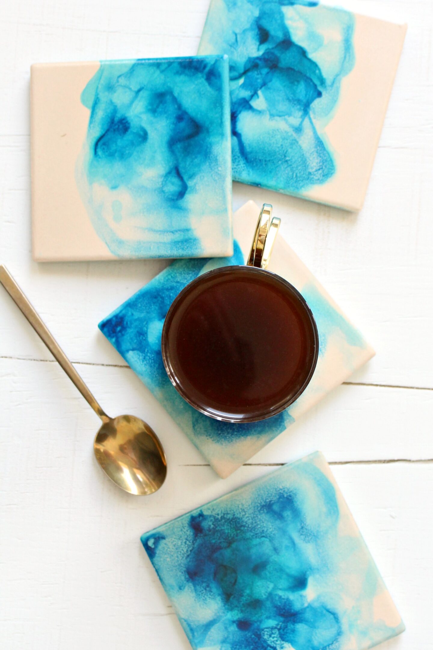 DIY Alcohol Ink Coasters | 15 Beautiful Handmade Mother's Day Gift Ideas