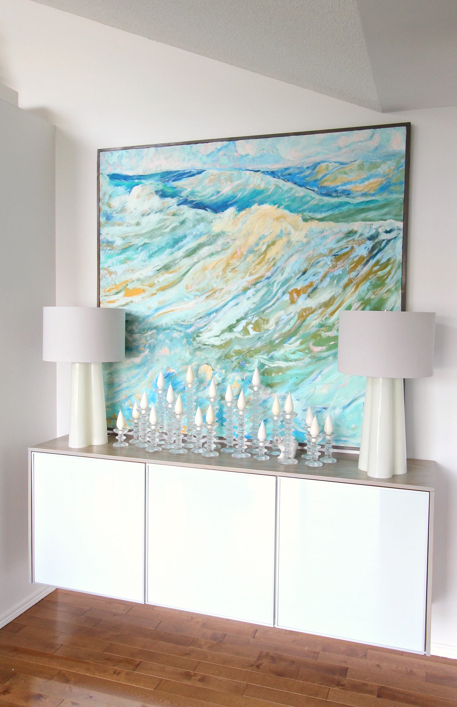 Floating Credenza in Lake House Dining Room