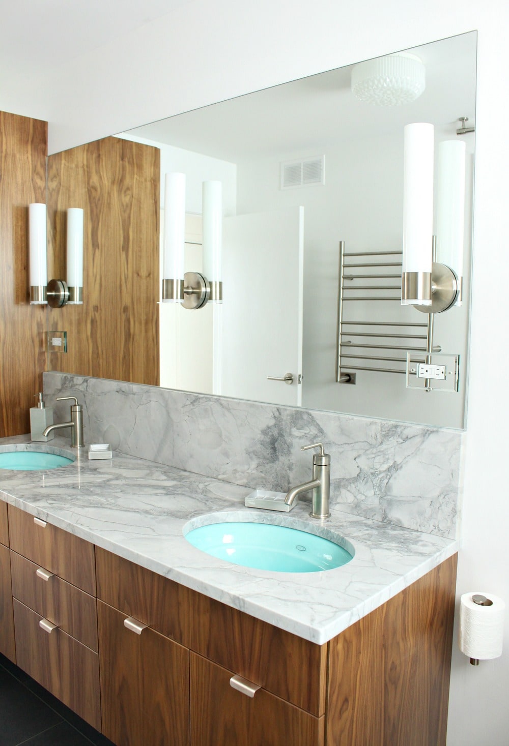 Bathroom Update: How to Install Bathroom Sconces on a Mirror | Kohler Purist Sconce Review